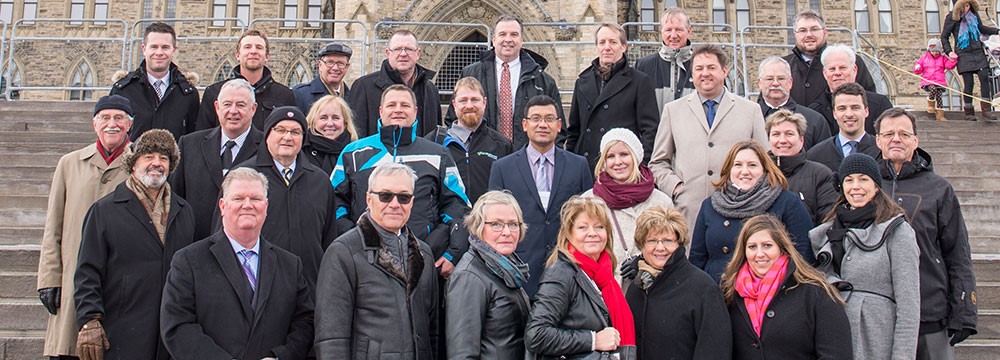 Members and staff of CPMA and CHC in front of Parliament Hill FH2016-1